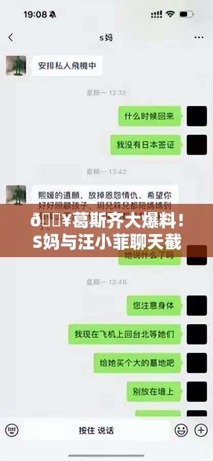 葛斯齐晒S妈与汪小菲聊天截图